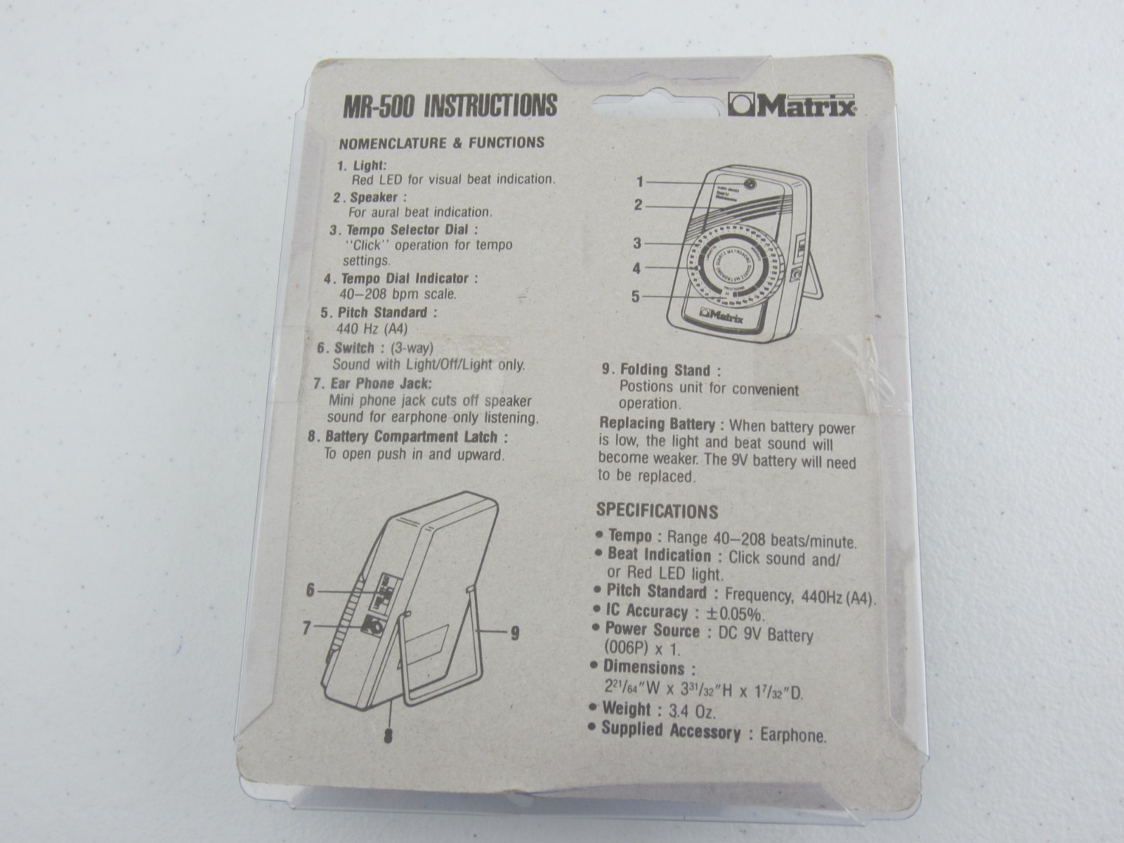 QUARTZ METRONOME MATRIX MR-500-SEALED BRAND NEW ON SALE-POCKET SIZE-VERY RARE!!