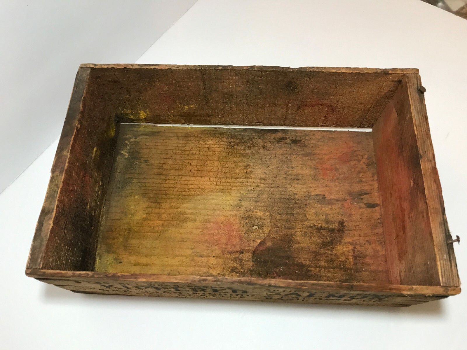 VINTAGE  WOODEN CRATE SAN JUAN FISH CO SEATTLE WA ADVERTISING