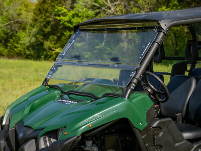 SuperATV Heavy Duty Scratch Resistant Flip Windshield for Yamaha Viking / VI