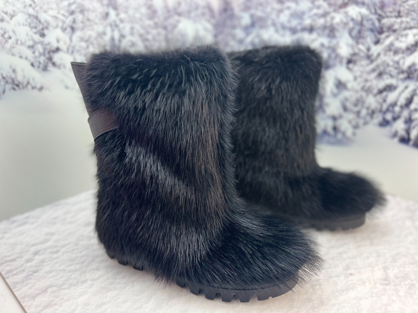 Pre-owned Litvin Black Beaver Fur Boots For Men, Viking Boots,snow Winter Boots,big Sizes