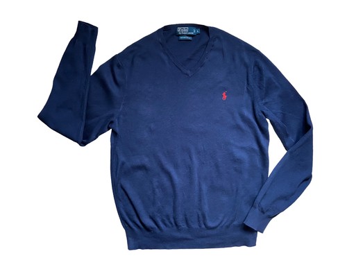 Polo Ralph Lauren Mens V-Neck Sweater Size L 100% Pima