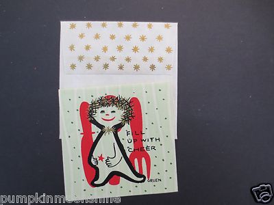 Unused Limited Edition Silk Screened Gruen Xmas Greeting Card Angel 