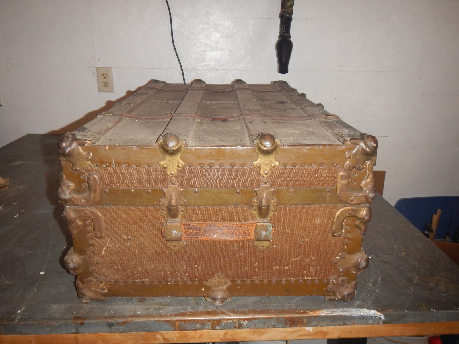 Vintage early 1900's Wood and Metal Travel Steam Trunk