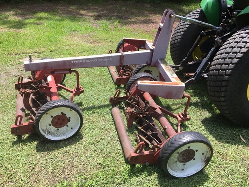 TORO 3 GANG REEL MOWER 3 PT. HITCH BALL FIELDS GROUND DRIVE REEL MOWER