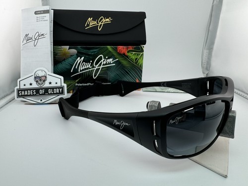 Pre-owned Maui Jim Waterman Mj 410-2m Matte Black W/ Neutral Grey Polarized Sunglasses