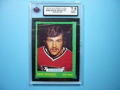 1973/74 O-PEE-CHEE NHL HOCKEY CARD #166 DAVE SCHULTZ ROOKIE RC KSA 7.5 NM+ OPC. rookie card picture