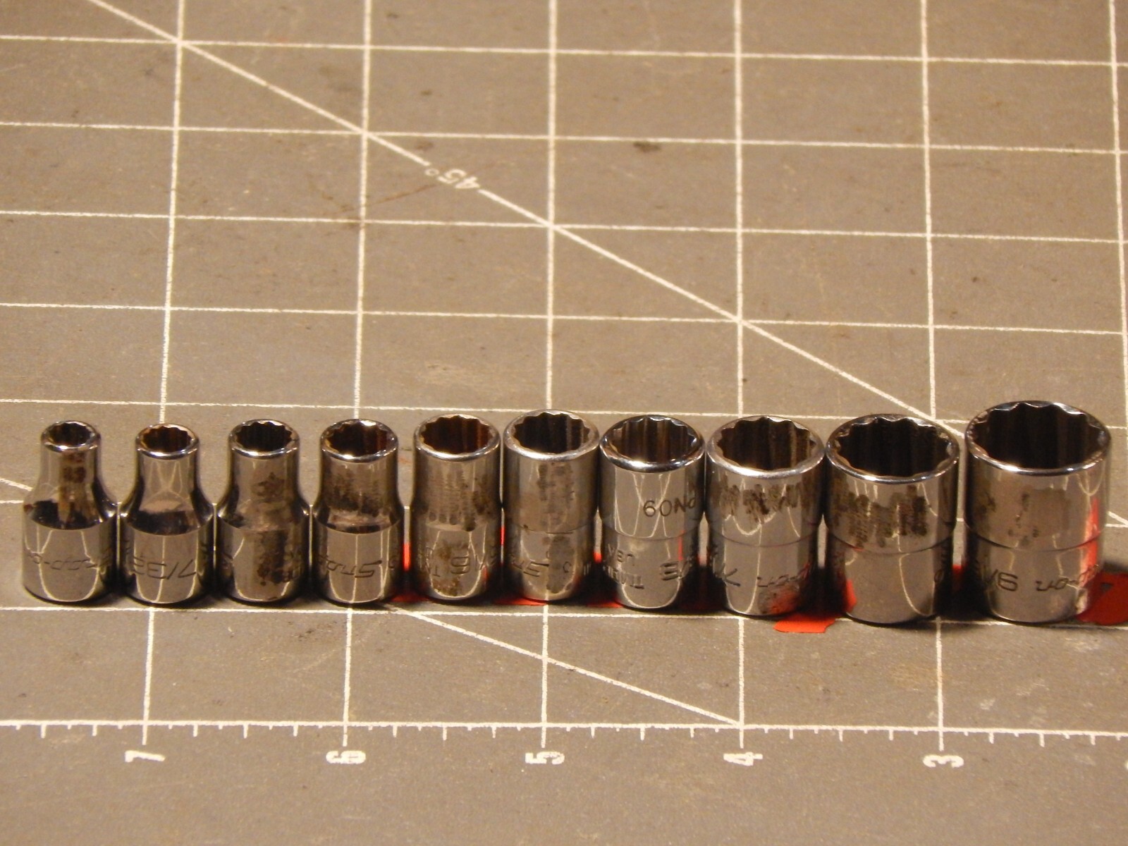 GROUND ON Snap On 10Pc SAE 1/4 GROUND ON Snap On 10Pc SAE 1/4