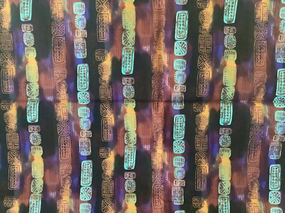 2 Yards Cotton Fabric Sherill Kahn For Kaufman Horizons Aztec Gold Metallic
