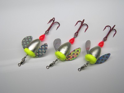 SPIN N GLO LURE LOT 3 SPINNER TROUT SALMON STEELHEAD ALASKA AUSTRALIA WORDEN/'S