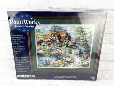 Vintage Sealed Paint Works Paint by Number Kit, English Cottage, Kit 91019, 1998