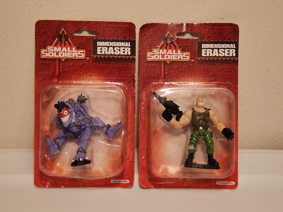 VINTAGE 1998 SMALL SOLDIERS Dimensional Erasers Figures Set Of 2 Brick Insaniac