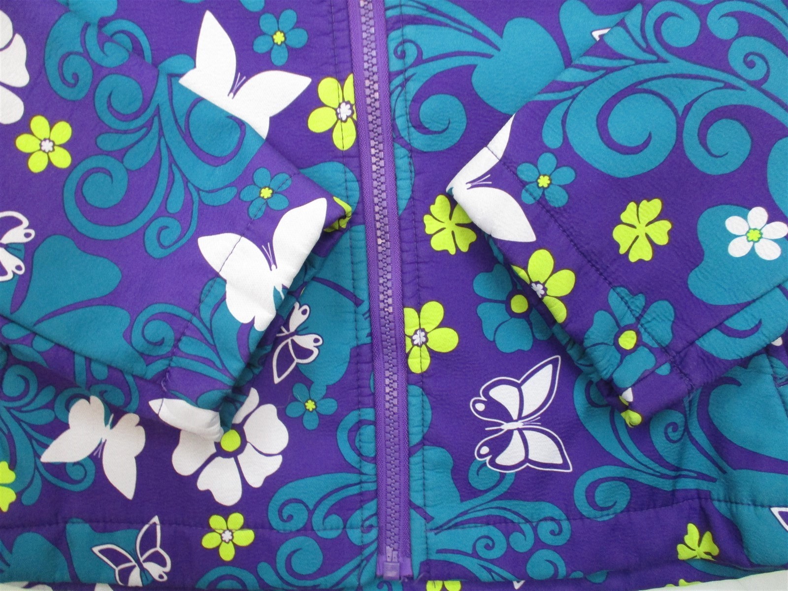 MOUNTAIN XPEDITION #K2990 Girls Size XL  Zip Up Lined Teal Floral Purple Jacket
