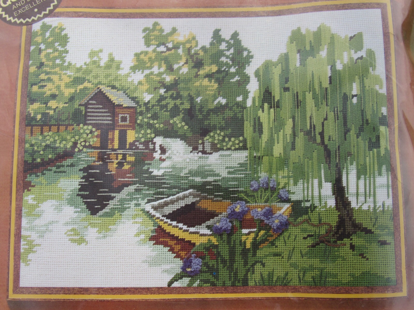 1980 Mirror Lake Sunset Needlepoint Unopened Kit # 6809 Large 18