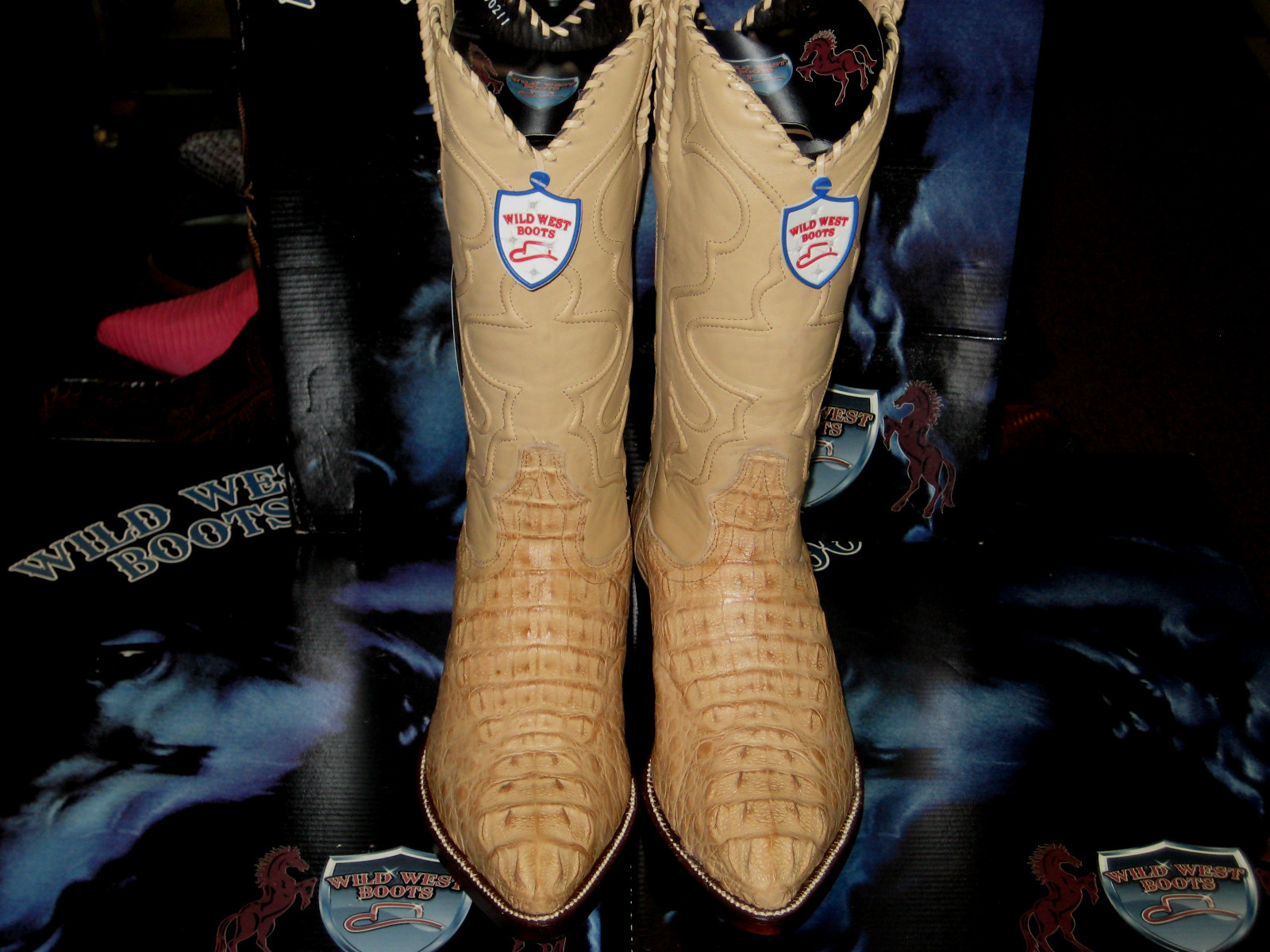 Pre-owned Wild West Boots Wild West Oryx Genuine Crocodile Hornback Western Cowboy Boot J-toe (ee) 2990211 In Oryx Tan