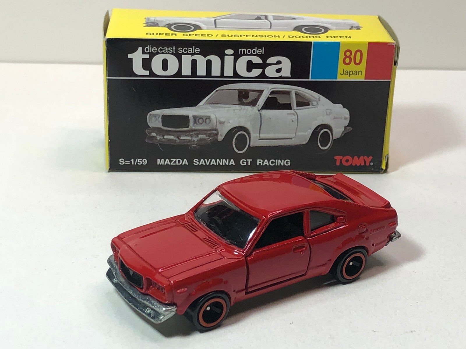 ミニカー tomica MAZDA SAVANNA GT TOMY TOMICA No. 80 MAZDA SAVANNA GT RACING/RX-3 RED MADE IN