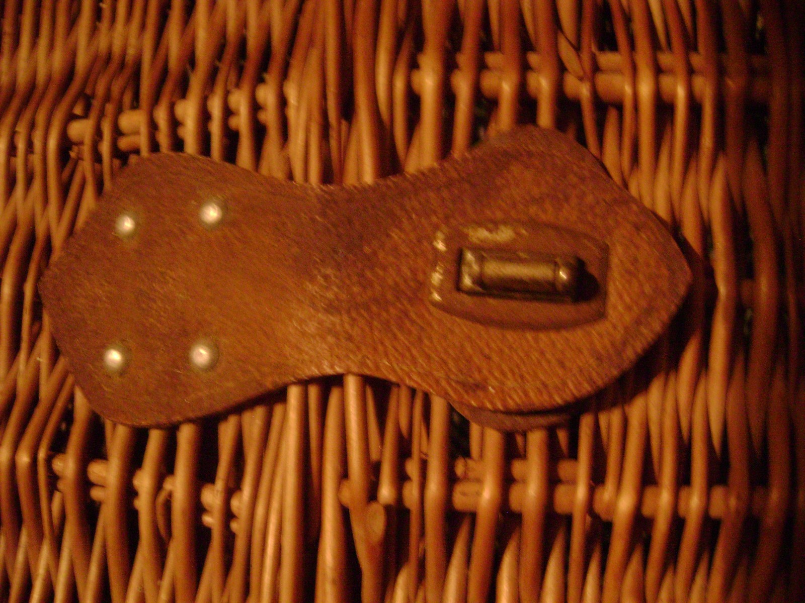 Wicker Picnic Basket About 14 1/2 Inches Tall With Handle 15 Inches Wide