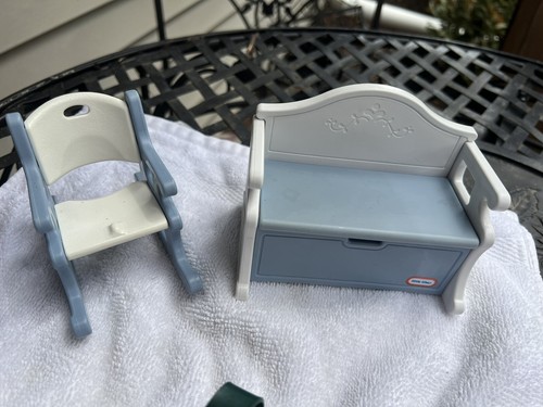 Vtg Blue & White Little Tikes Dollhouse Lot Rocking Chair