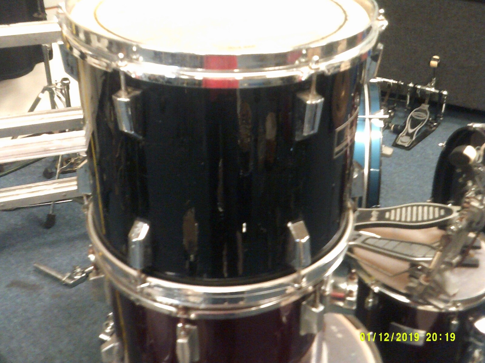 pearl export 13 dia by 11 deep Tom drum  black made in Taiwan vintage