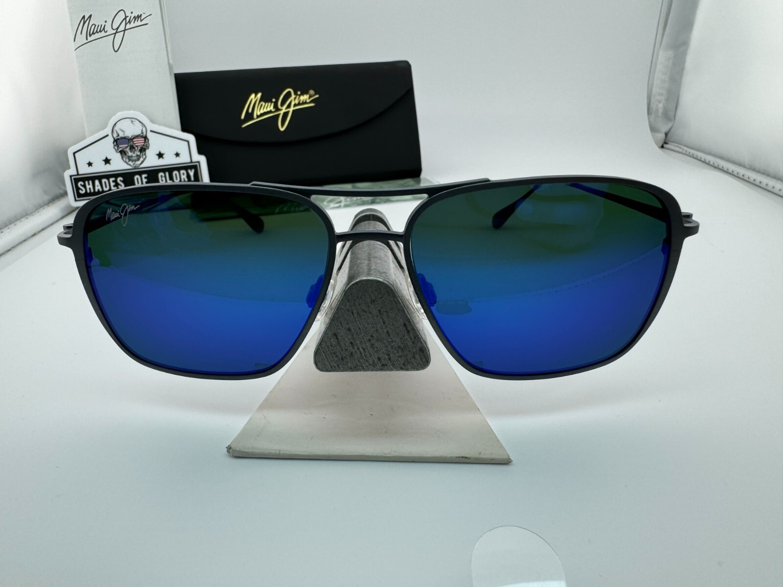 Pre-owned Maui Jim Beaches 541-27a Grey Titanium Blue Hawaii Polarized Sunglasses