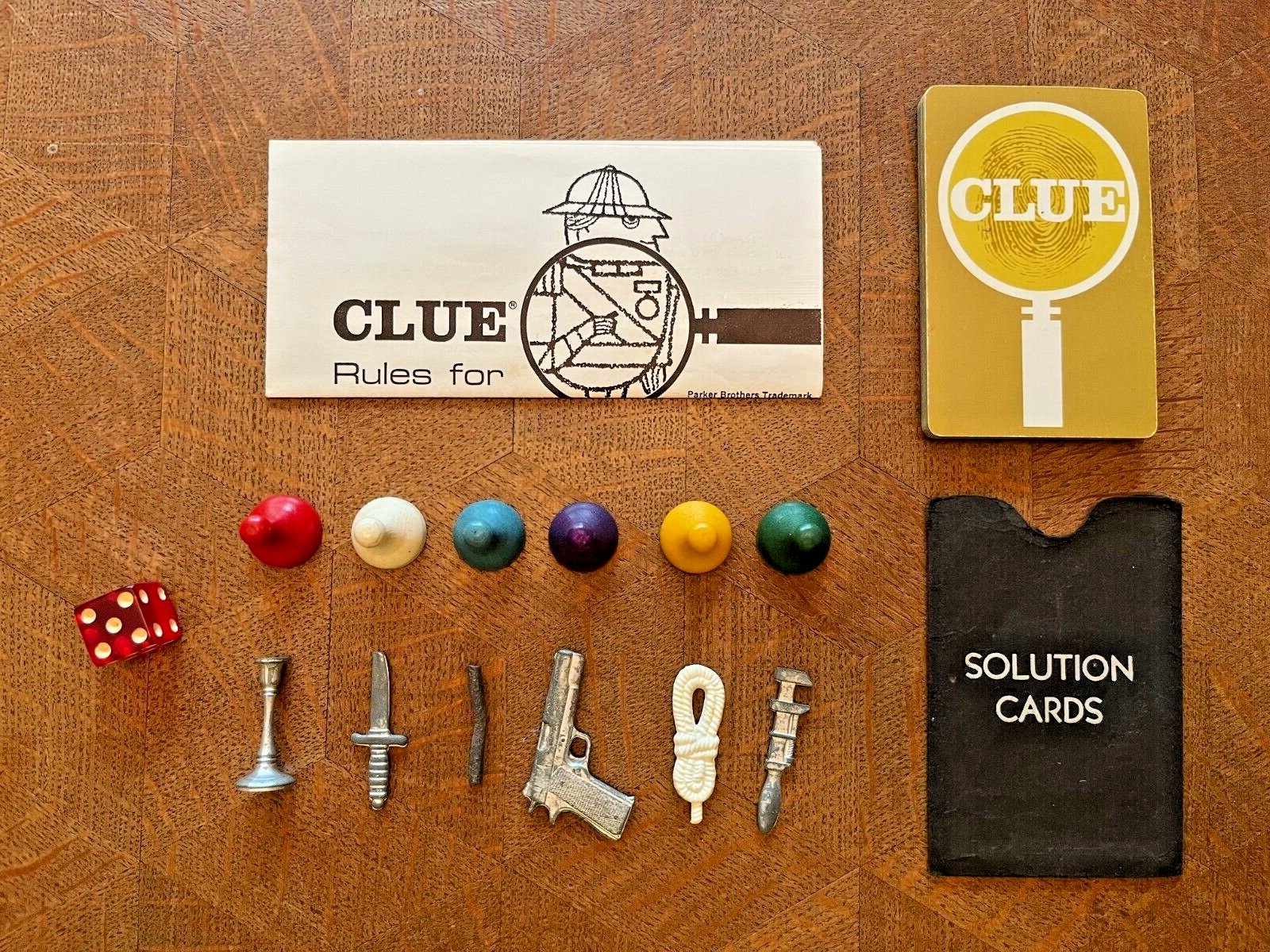 clue.　ガゼット 1963 Clue Board Game - Replacements (Cards, Wooden Tokens, Weapons