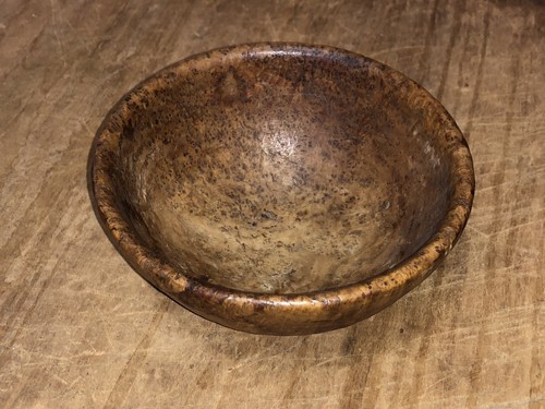 Early Antique 1800s Primitive Miniature 4” Early Wooden Ash Burl Bowl Mint Rare