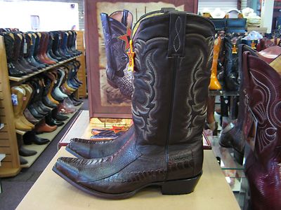 Pre-owned Los Altos Boots Los Altos Brown Genuine Snip Toe Ostrich Leg Western Cowboy Boot (ee+) 940507