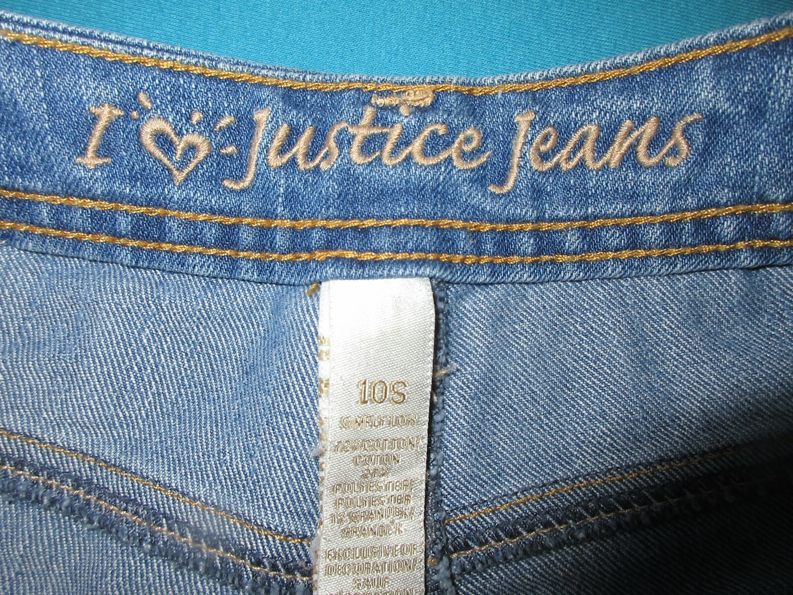 JUSTICE Girls Denim Jean Capri Pants Size 10 Slim 10S