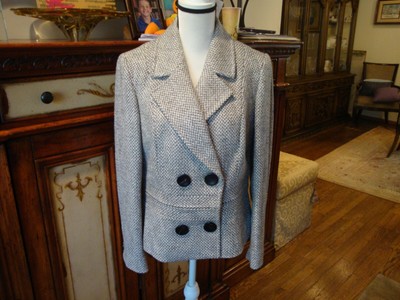ETCETERA NWT, GRAY/WHITE, TWEED BLEND/WOOL JACKET WOMEN'S SIZE 14