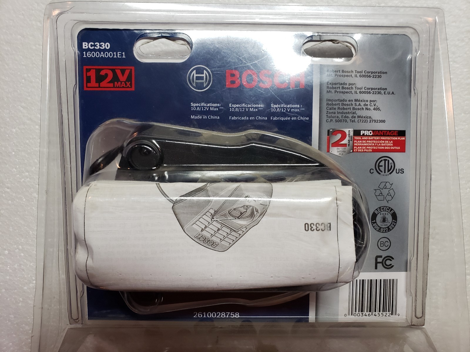 Bosch 12V Battery Charger BC330 for Bosch Lithium Ion Batteries NIP