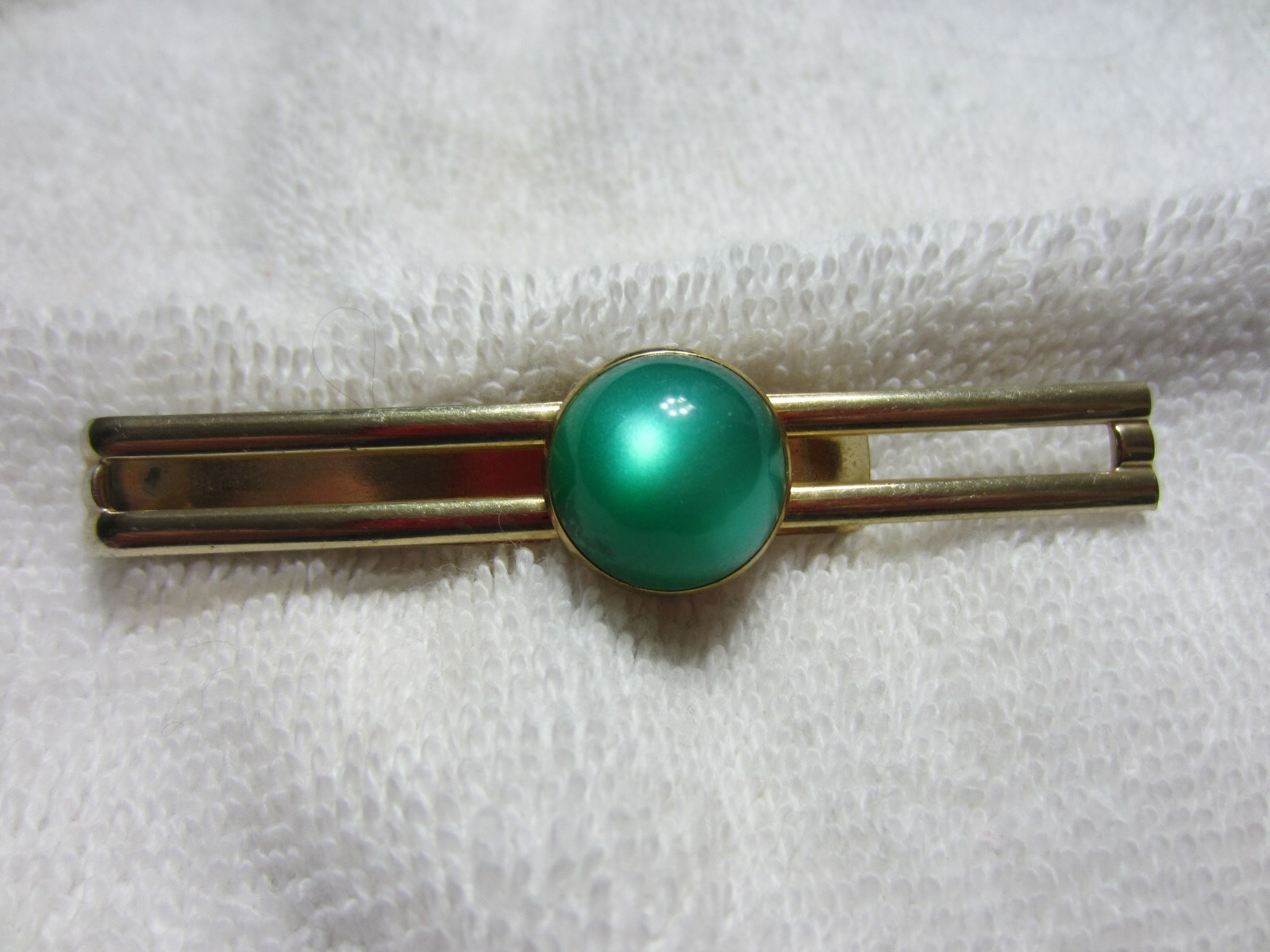 Vintage Hadley carbochan green moon stone money clip Made in USA