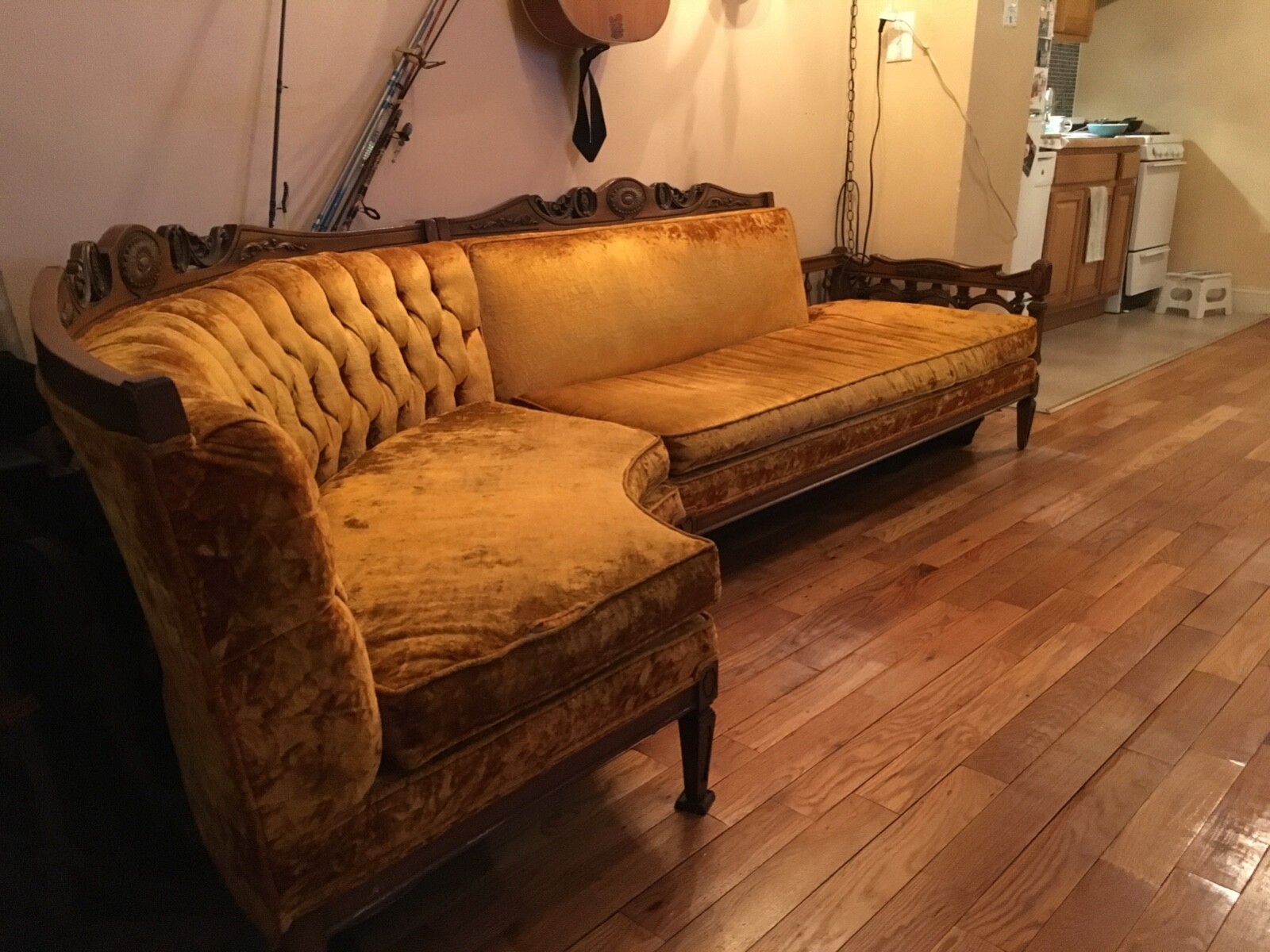 Crushed Gold Velvet Sectional Sofa