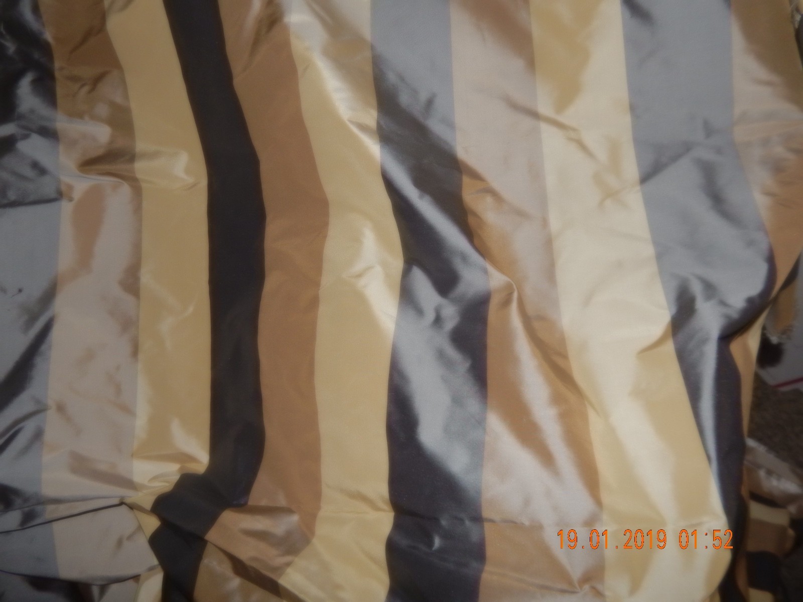 Scalamandre Silk Stripe Plaid Taffeta from Bombay 3 yards Brown Tan Gray Cream