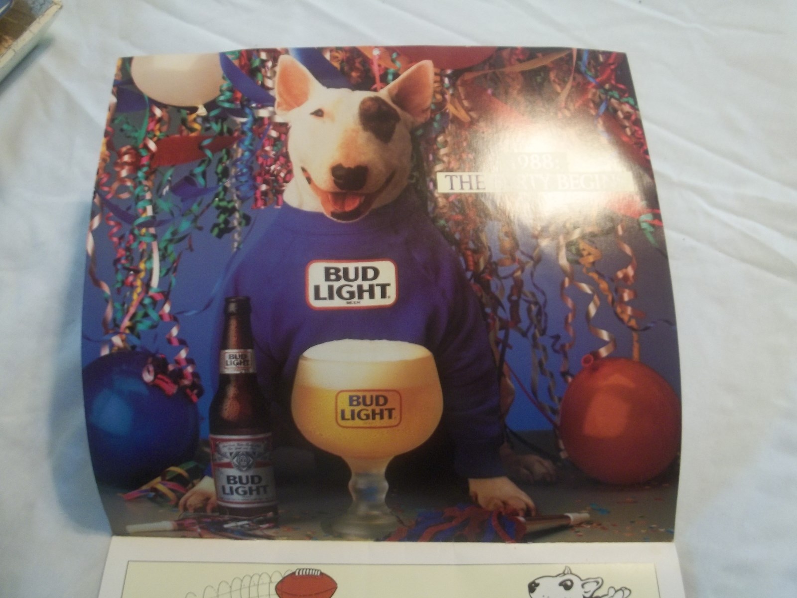 1988 SPUDS MACKENZIE BUDWEISER BUD LIGHT CALENDAR FROM RED OAK IOWA