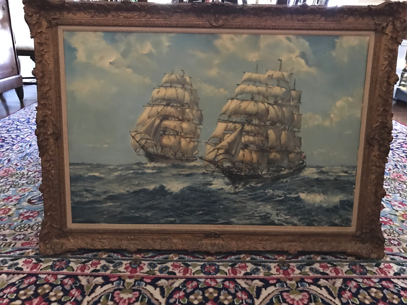 Original Authentic O/C Signed Alan Bowyer American Clippers Racing Maritime ART