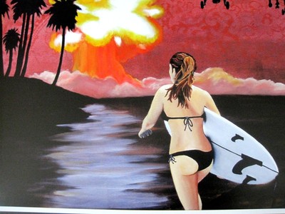 original art,lowbrow signed print,banksy,Shepard Fairey,mondo,surf art,kaws