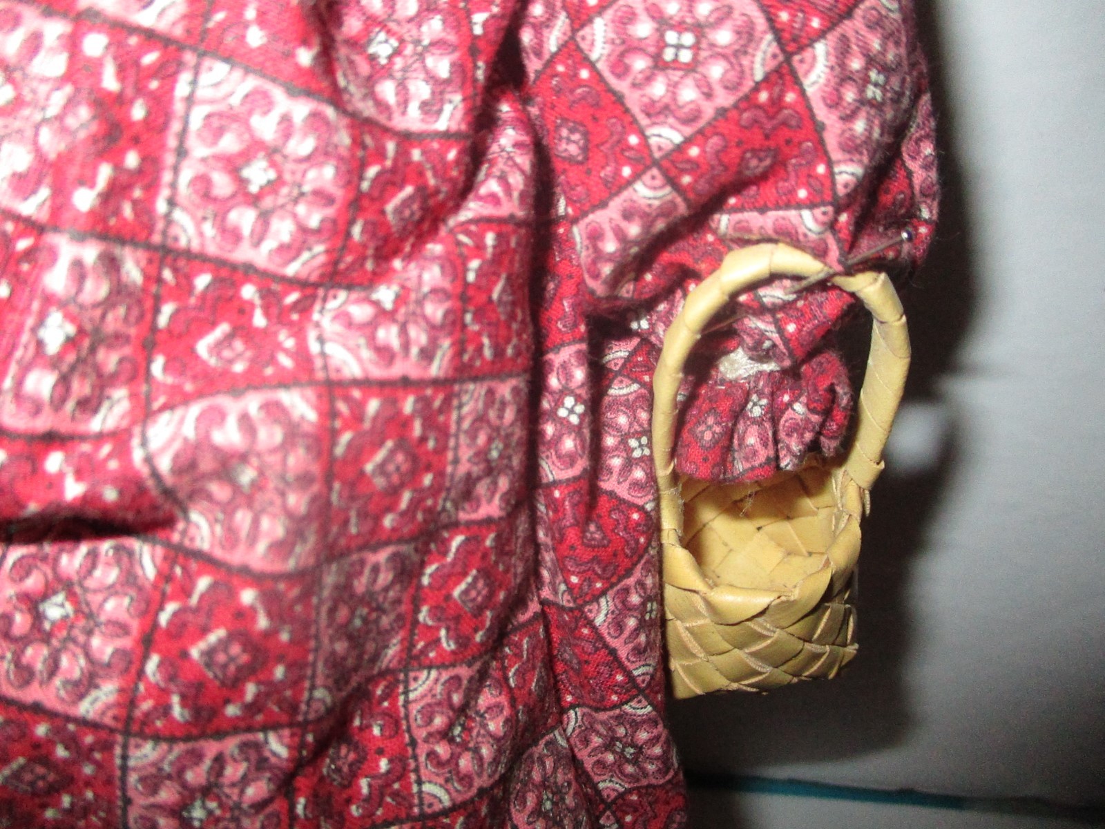 Antique Grodnertal Peg Wood Doll with Vintage Dress Eyelet Lace Pantaloons