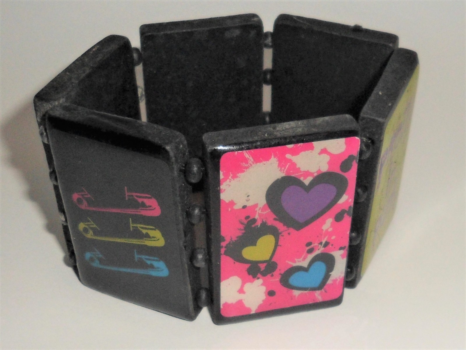 Stretchy Elastic Black Wooden Bracelet Wristband *NEW Punk*