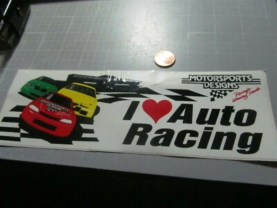 I LOVE RACING HAS SOME SHELF WEAR Sticker / Decal ORIGINAL Automotive old stock 