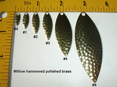 Willow blades hammered, smooth, nickel or polished brass  Sizes 0,1, 2, 3, 4, 5