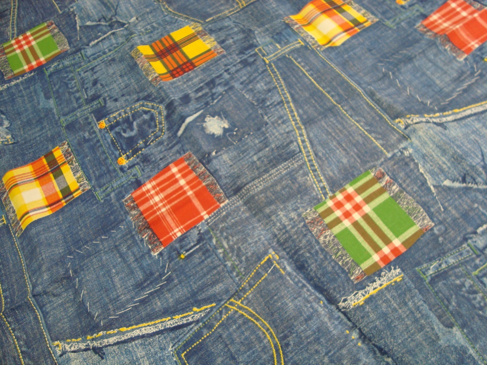 Remnant 100% COTTON Blue JEAN POCKETS Craft FABRIC 30