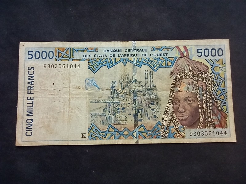 Colonies FranÃ§Aises : Afrique De L'Ouest : 5000 Francs 1993 K Sign 25 (Ref 2395)