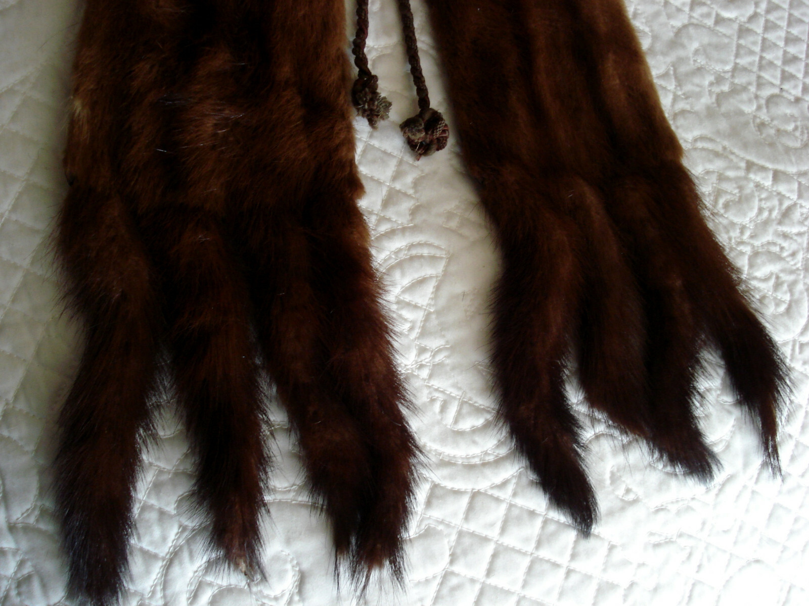 ANTIQUE VICTORIAN CIVIL WAR BROWN MINK FUR STOLE / COLLAR