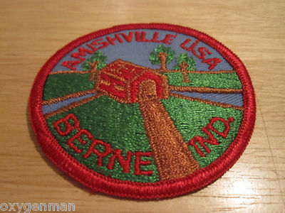 Vintage AMISHVILLE USA Berne INDIANA Covered Bridge Embroidered Patch