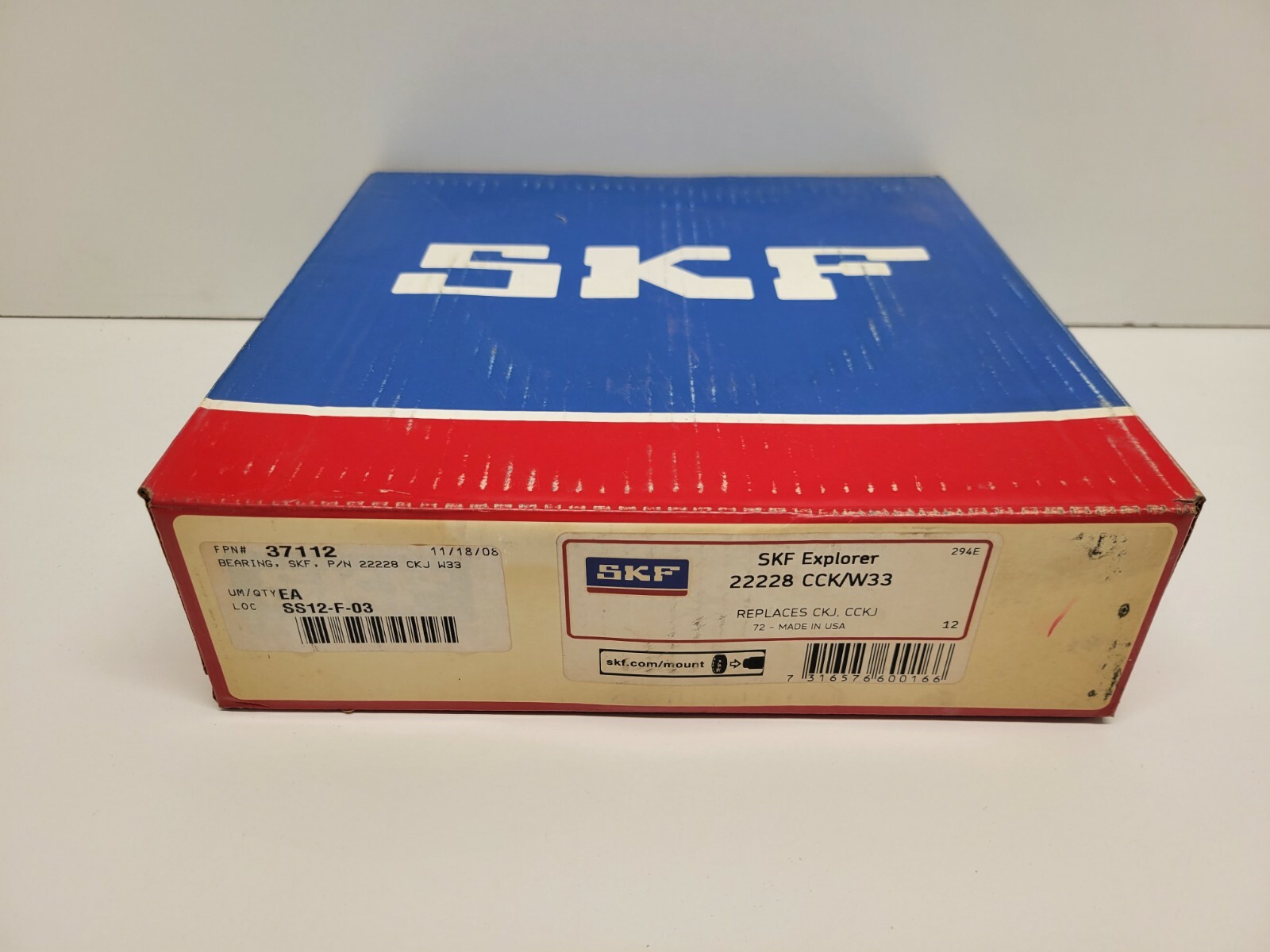 NEW FACTORY SEALED! SKF SPHERICAL ROLLER BEARING 22228-CCK NEW FACTORY SEALED! SKF SPHERICAL ROLLER BEARING 22228-CCK