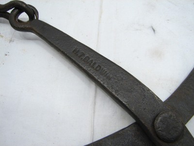 Antique Blacksmith Hand Forged Ice Tongs H.T. Baldwin Primitive Iron Farm Tool