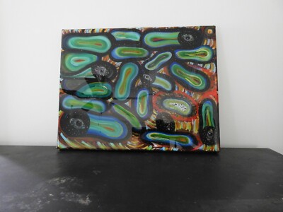 Abstract Resin Art Ego Painting Original Multi Color Metallic 14x11in Art Decor