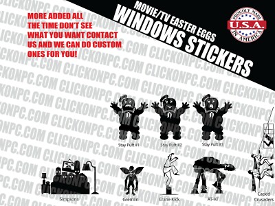 Fits Jeep Movie/TV Windshield/Window Sticker Easter Eggs