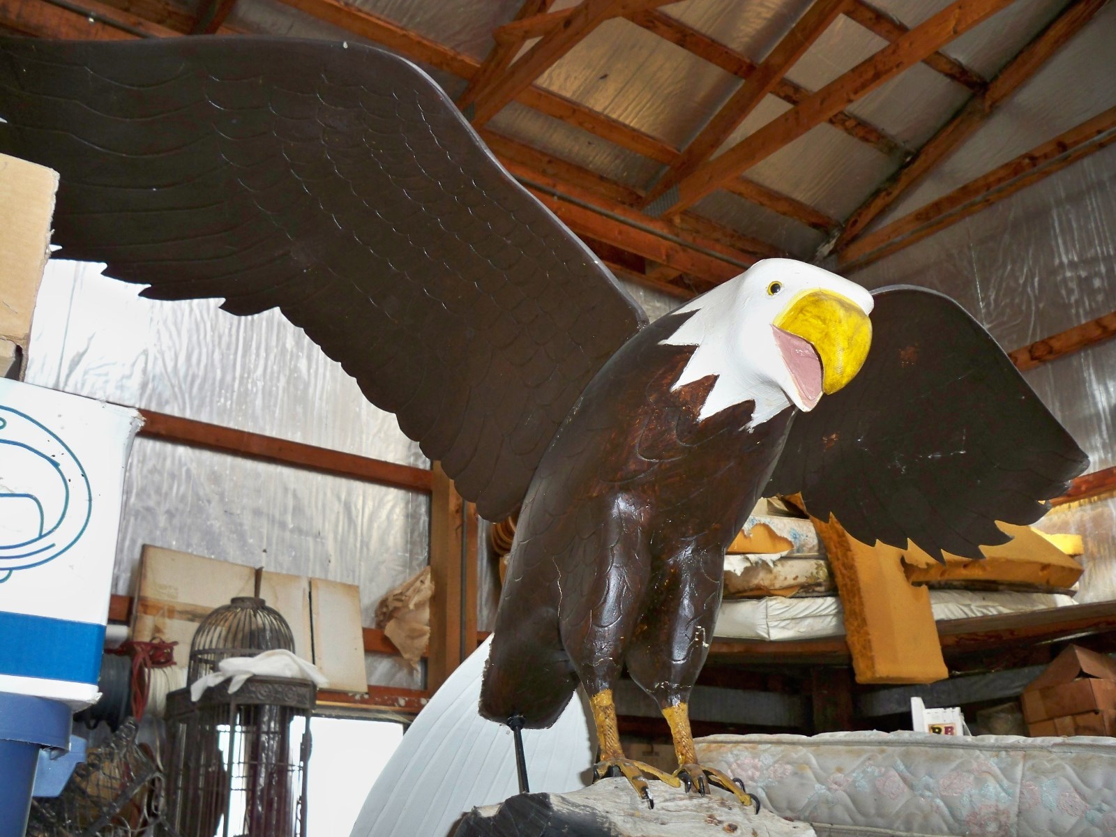 One-of-a-Kind HUGE Wood Carved EAGLE MD. Hardware Store Phila. Eagle Fans - SIG.