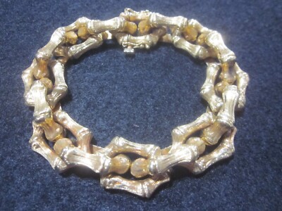 18k Solid Yellow Gold Bamboo Link Bracelet 46.7gr as 80s Fulco de Verdura Design