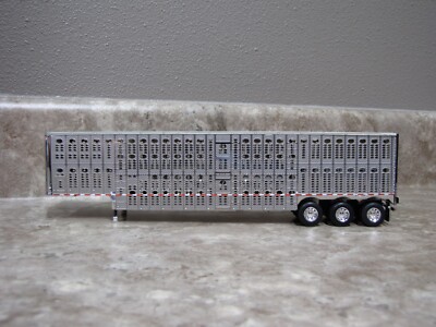 DCP 1/64 Silver White Wilson Tri-Axle Cattle Livestock Trailer Pot Farm Toy